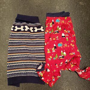 Dog Sweater & Christmas PJ's, Size:  L & LX